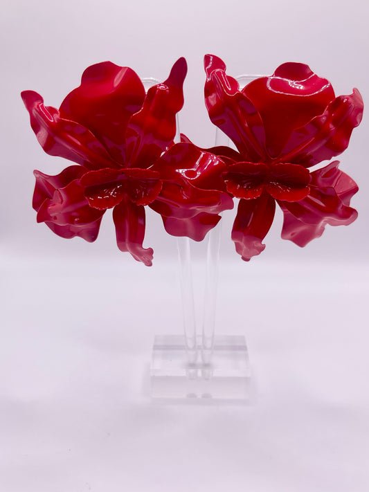 Million Dollar Red Floral Drop Earrings