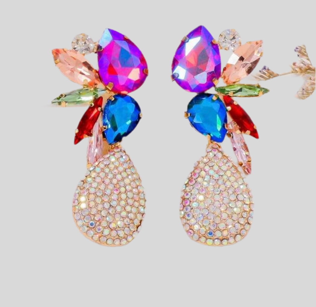 Black Raspberry Gem Drop Earrings