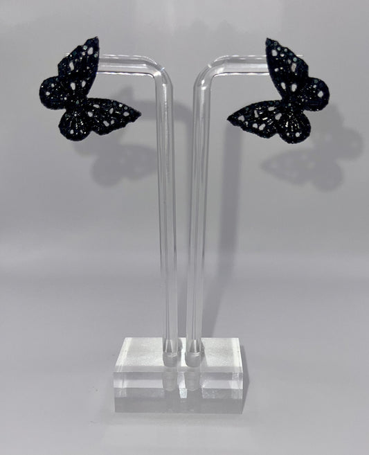 Black Buttah Fly Stud Earrings