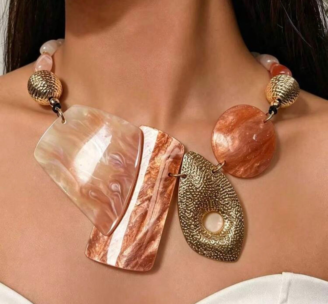 Summer Peach Statement Necklace