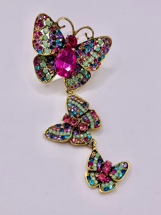 Queen Brooch - Cascading Butterflies