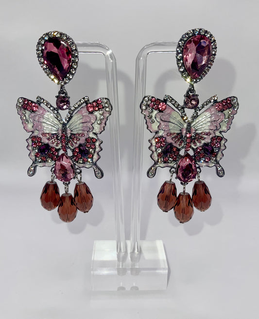Wall Brown Butterfly Drop Earrings