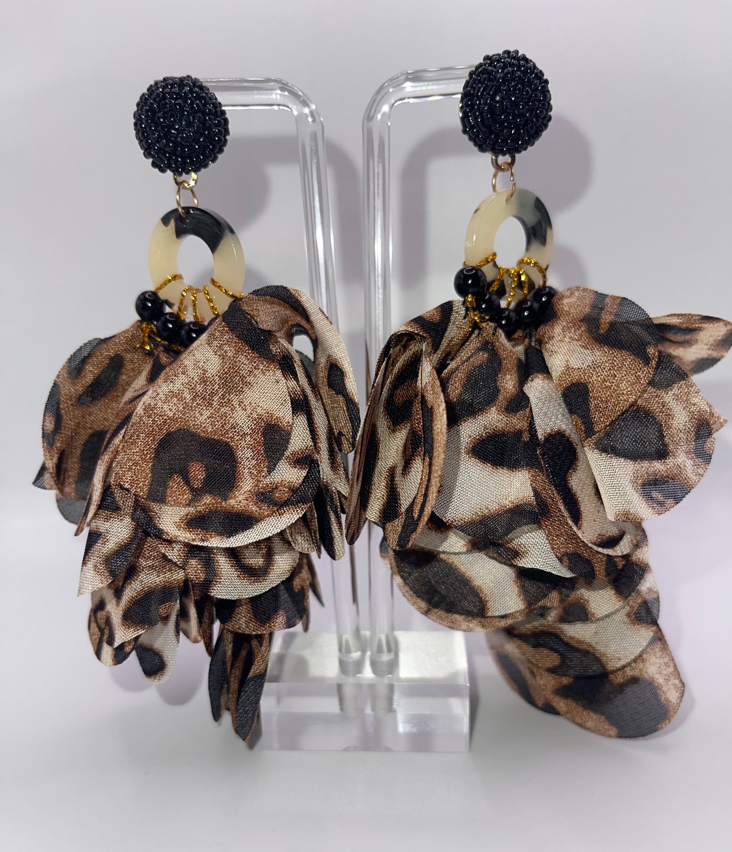 Lady Leopard Petal Drop Earrings