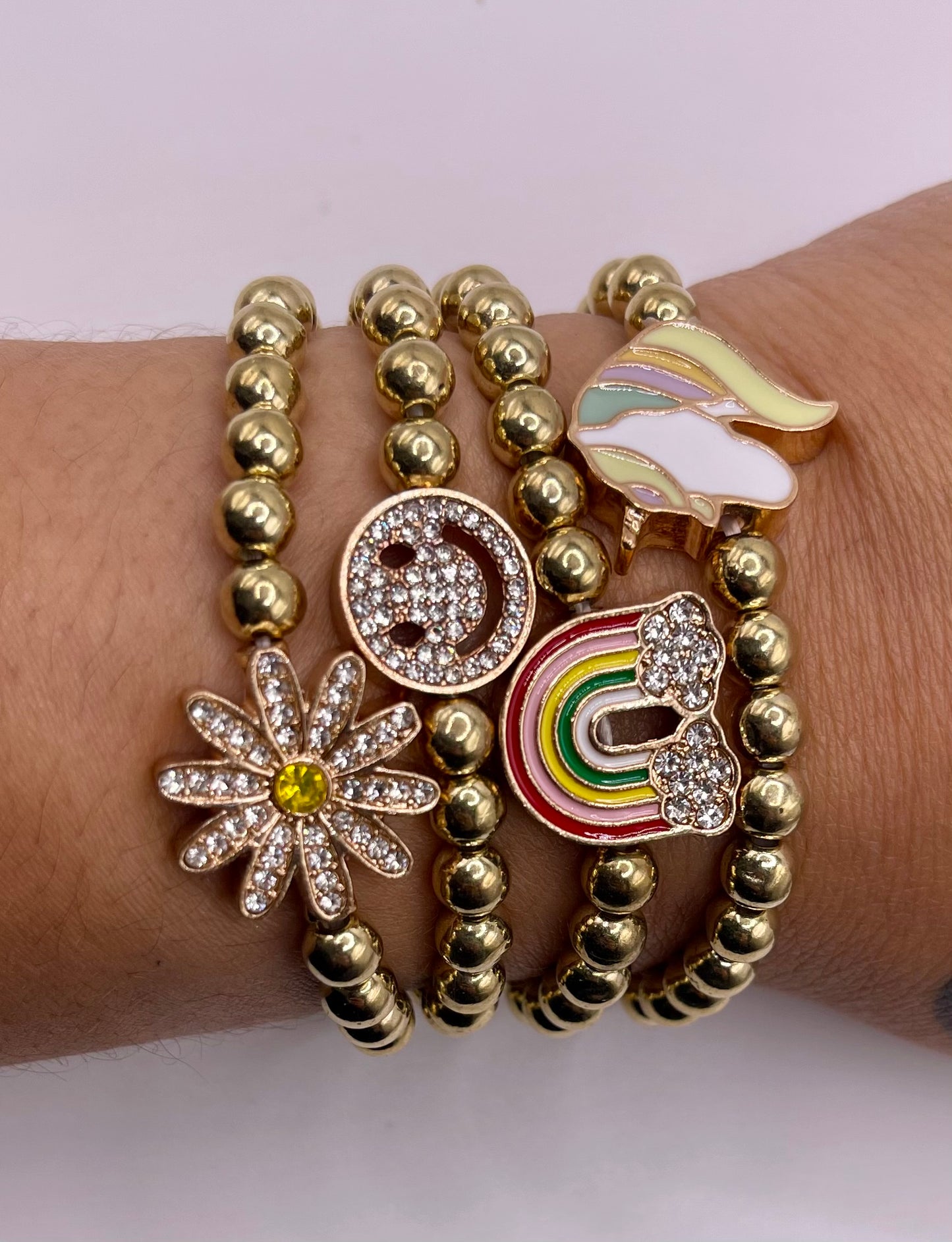 Mini Shopperz Beaded Multilayered Charm Bracelet Set