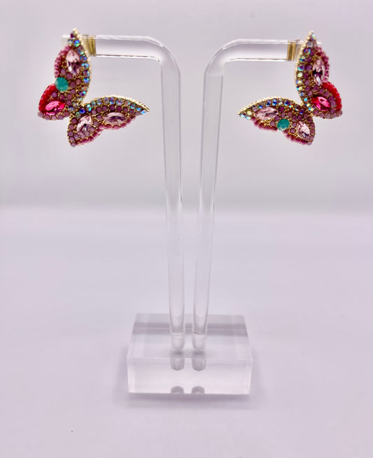 Pink Buttah Fly Stud Earrings