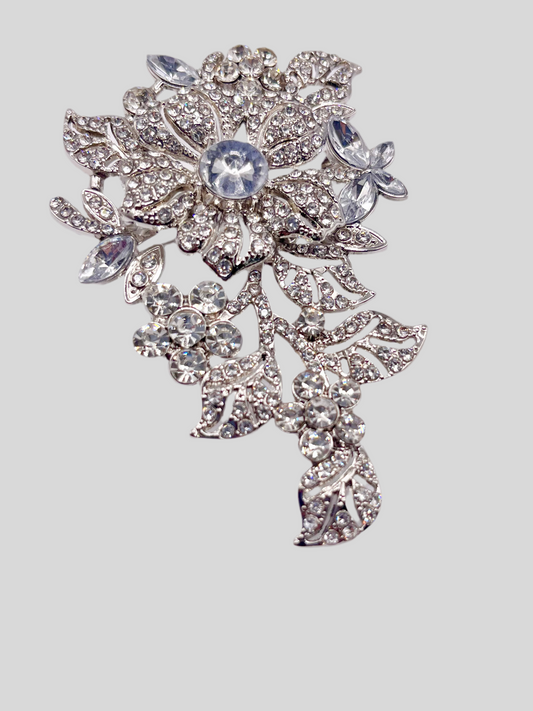 Queen Brooch - Silver Floral