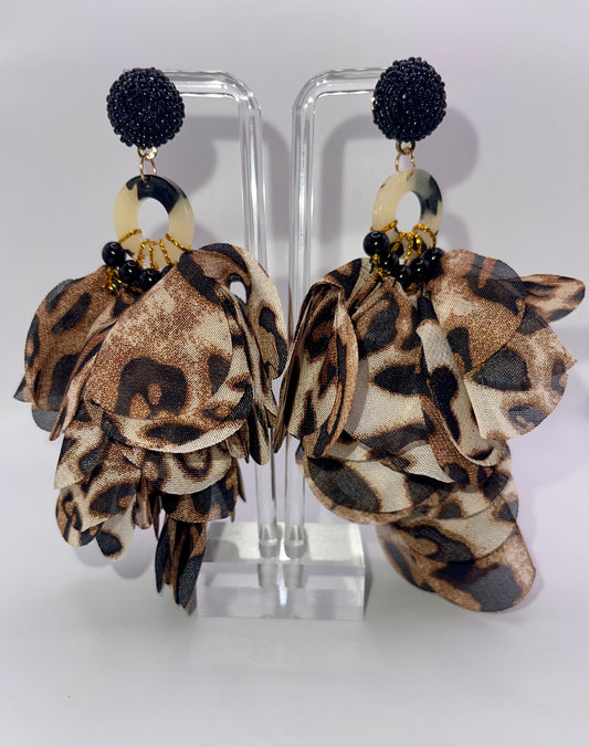 Lady Leopard Petal Drop Earrings