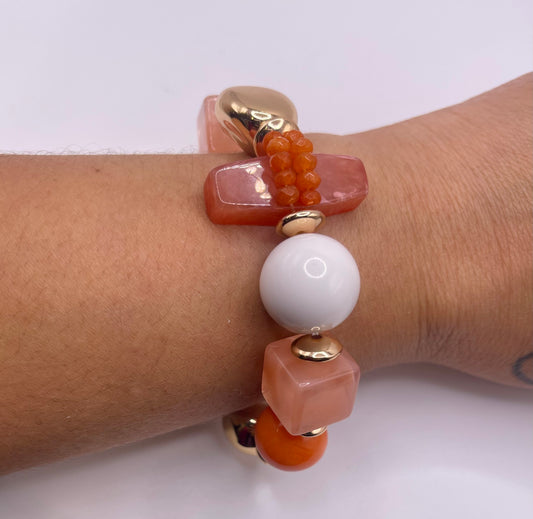 Orange Sherbet Beaded Bracelet
