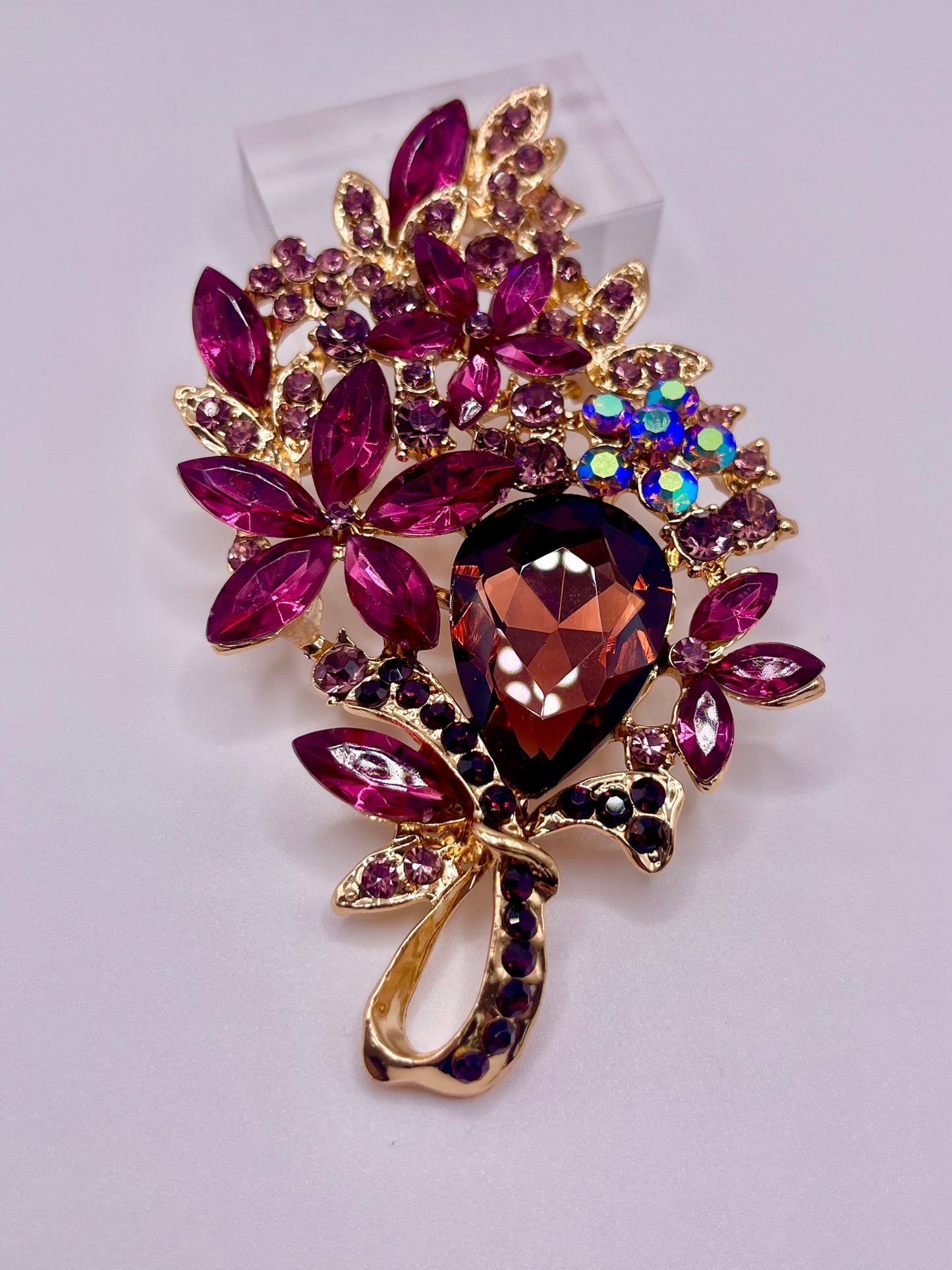 Queen Brooch - Purple Berry Floral