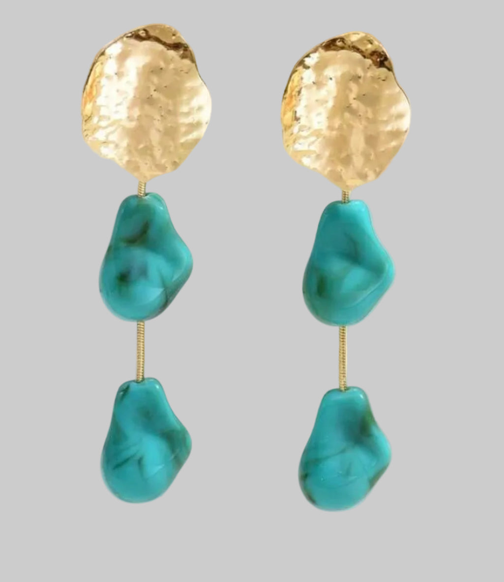 Teal the End of Summer Drop Earrings