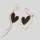 Black Heart of Gold Drop Earrings