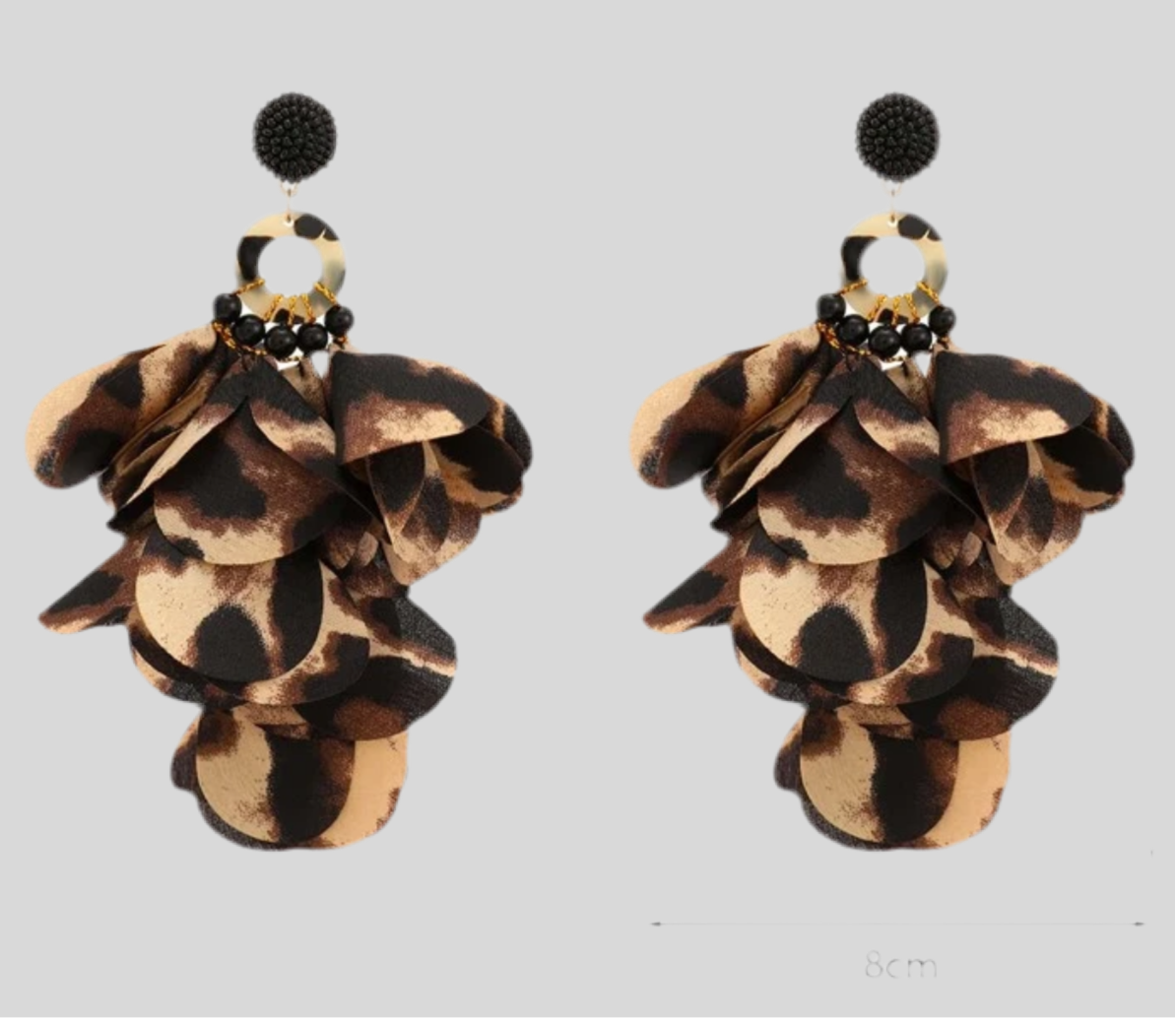Lady Leopard Petal Drop Earrings