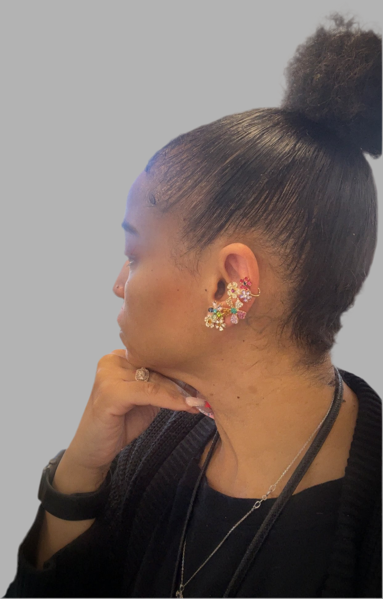 Floral Bouquet Cuff Earrings
