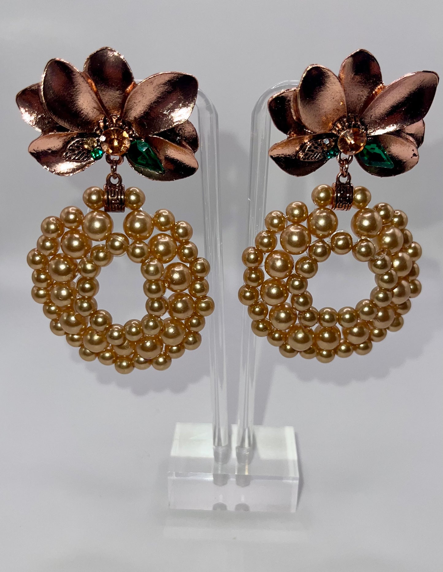 Pearls N Roses Drop Earrings