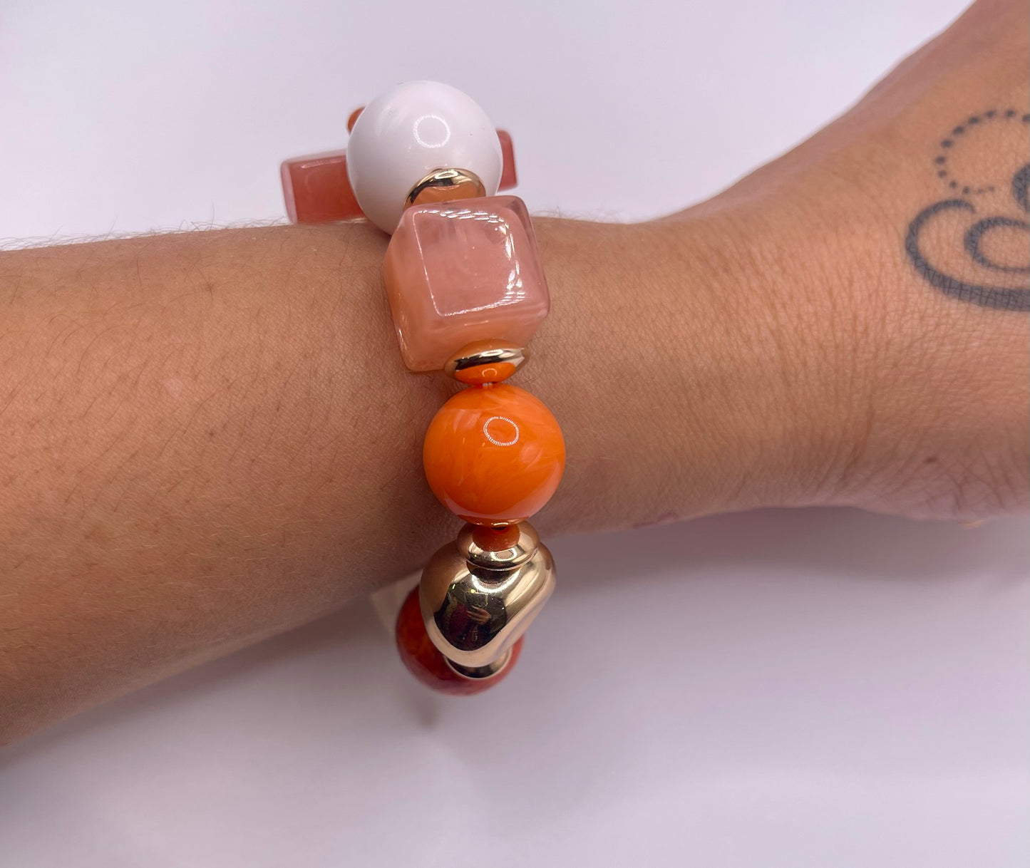 Orange Sherbet Beaded Bracelet