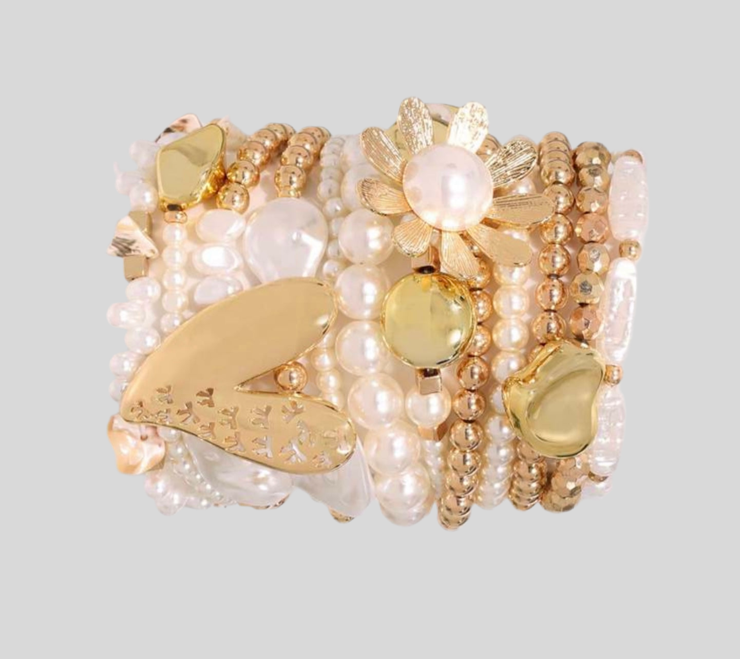Just Beaded Multilayered Charm Bracelet Set