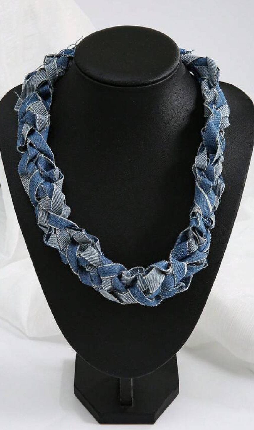 Denim Statement Necklace Set