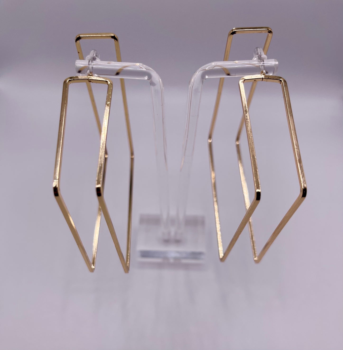 Hollywood Squares Gold Cuff Earrings