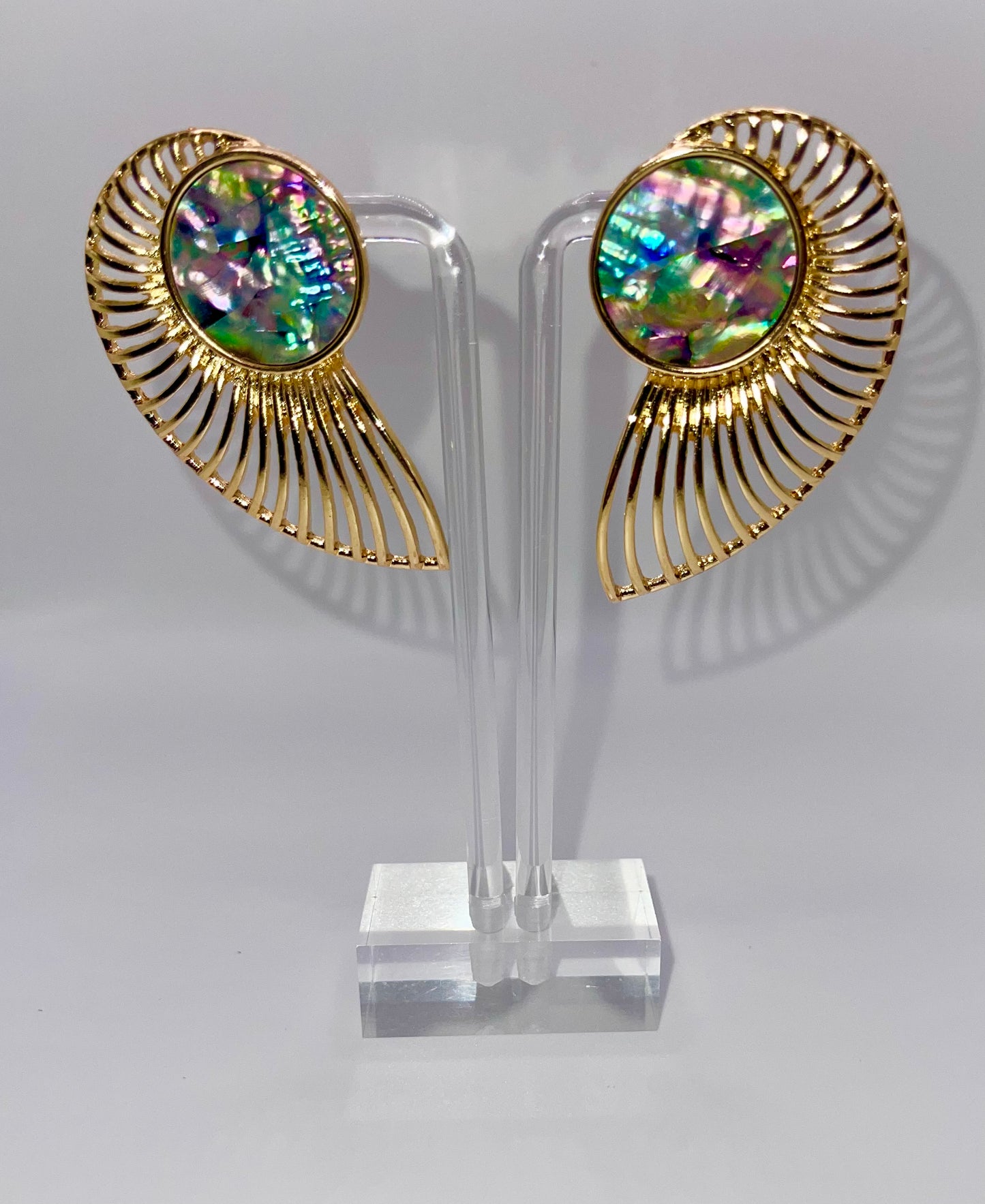 Pretty Pāua Gold Stud Earrings