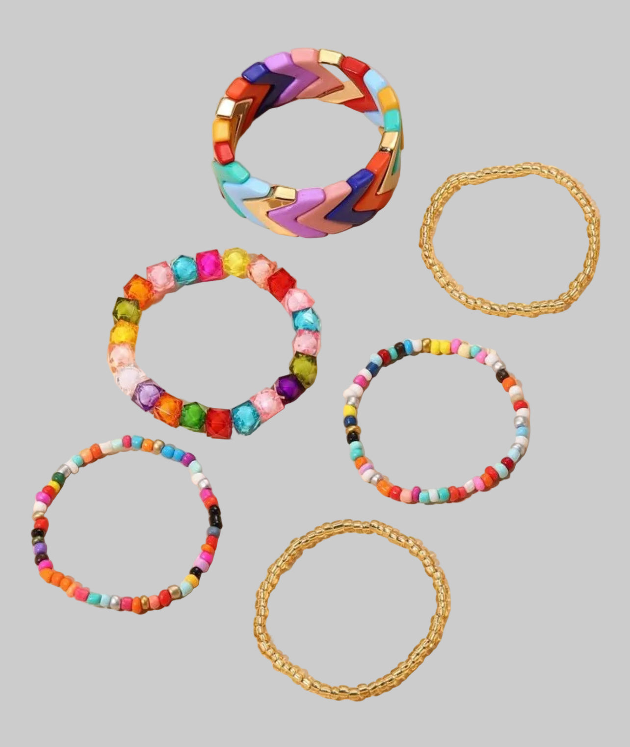 Just Beaded Multilayered Charm Bracelet Set