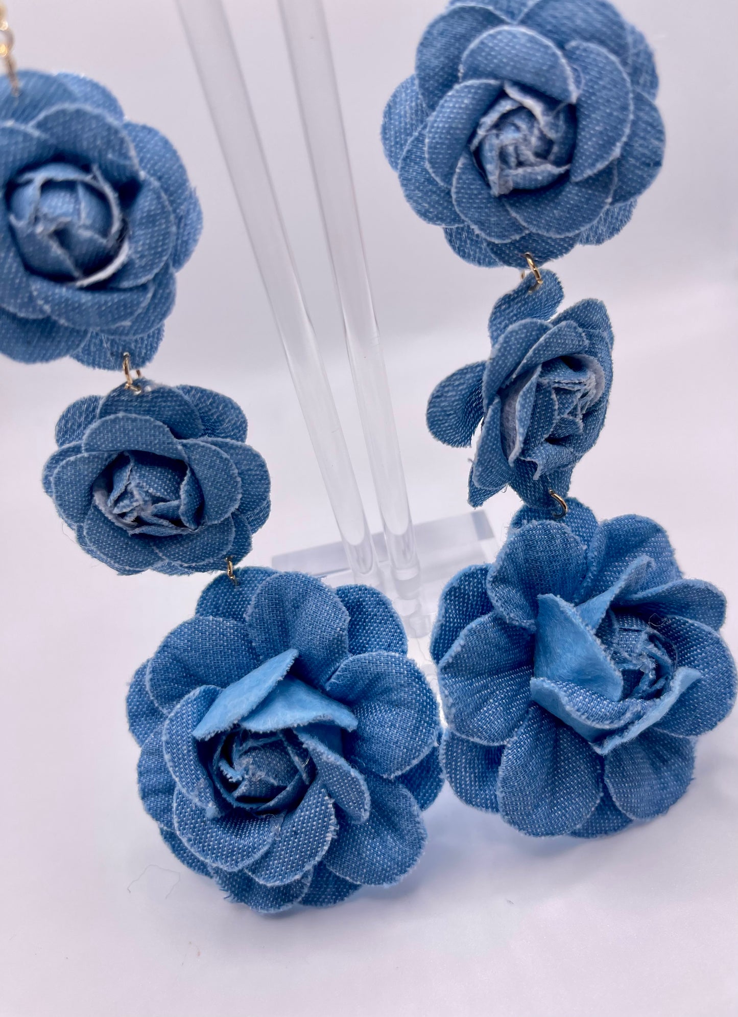 Denim Diva Floral Drop Earrings