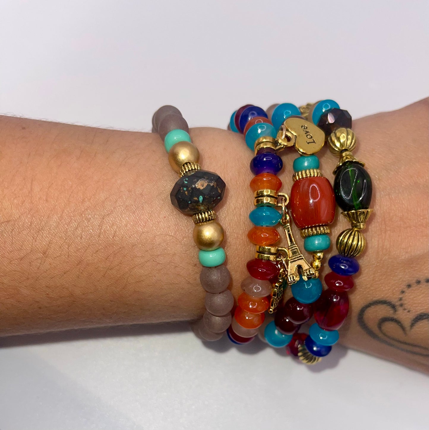 Just Beaded Multilayered Charm Bracelet Set