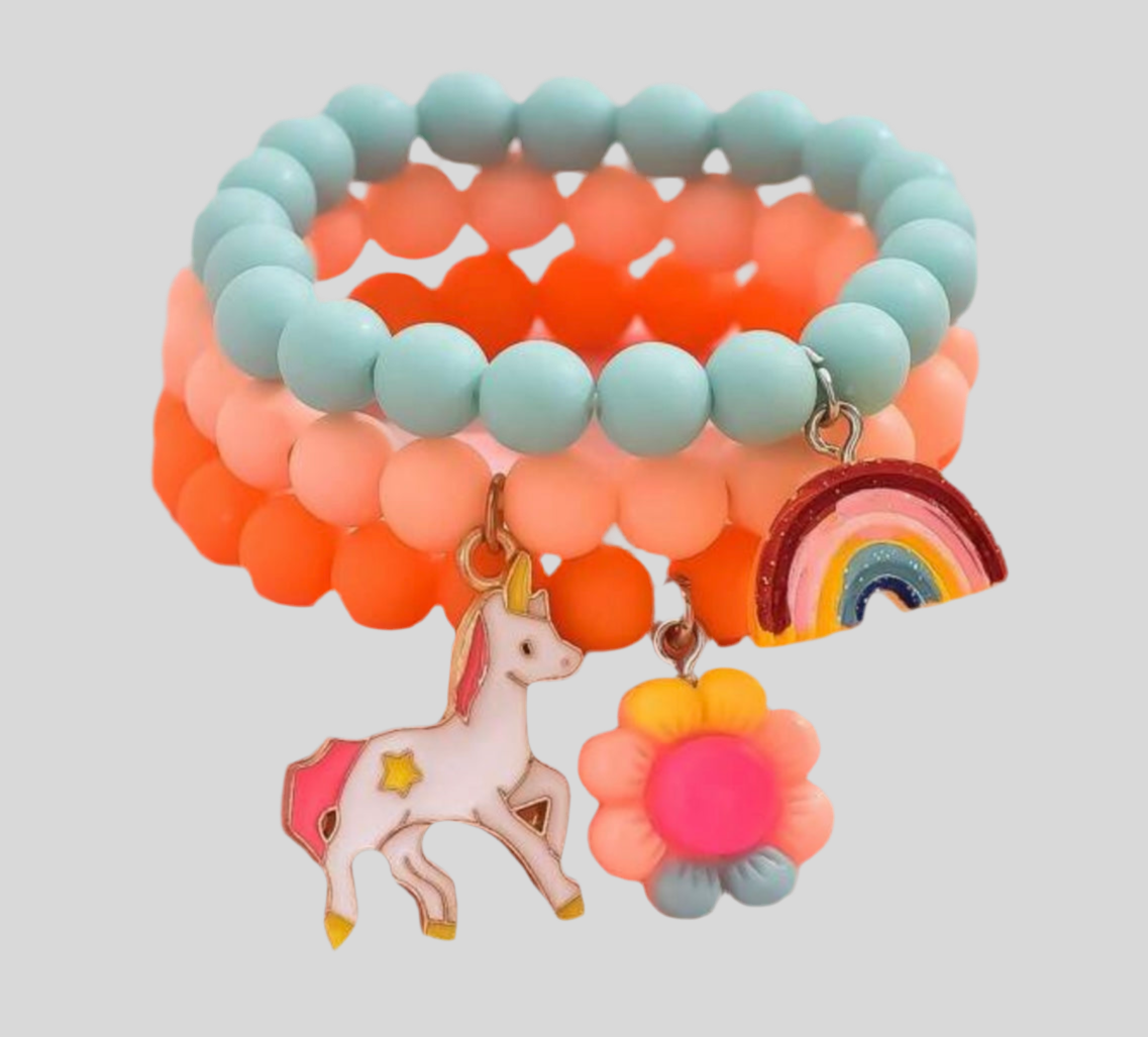 Mini Shopperz Beaded Multilayered Charm Bracelet Set