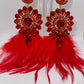 LUXE Rich Ruby Feather Drop Earrings