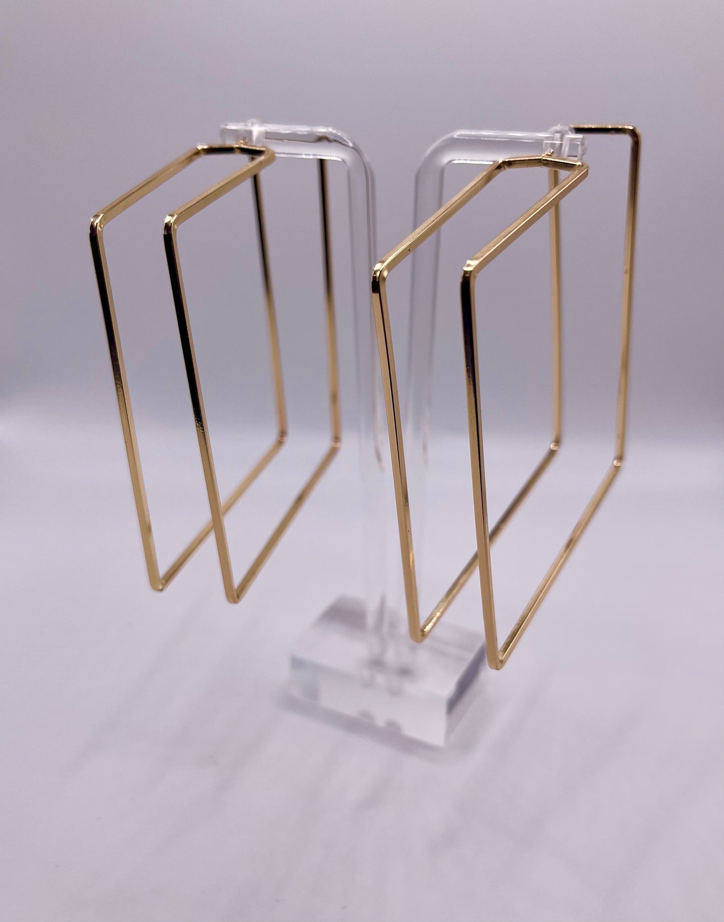 Hollywood Squares Gold Cuff Earrings