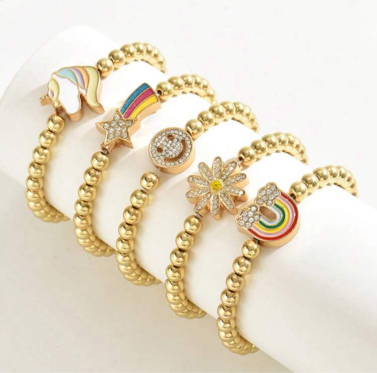 Mini Shopperz Beaded Multilayered Charm Bracelet Set