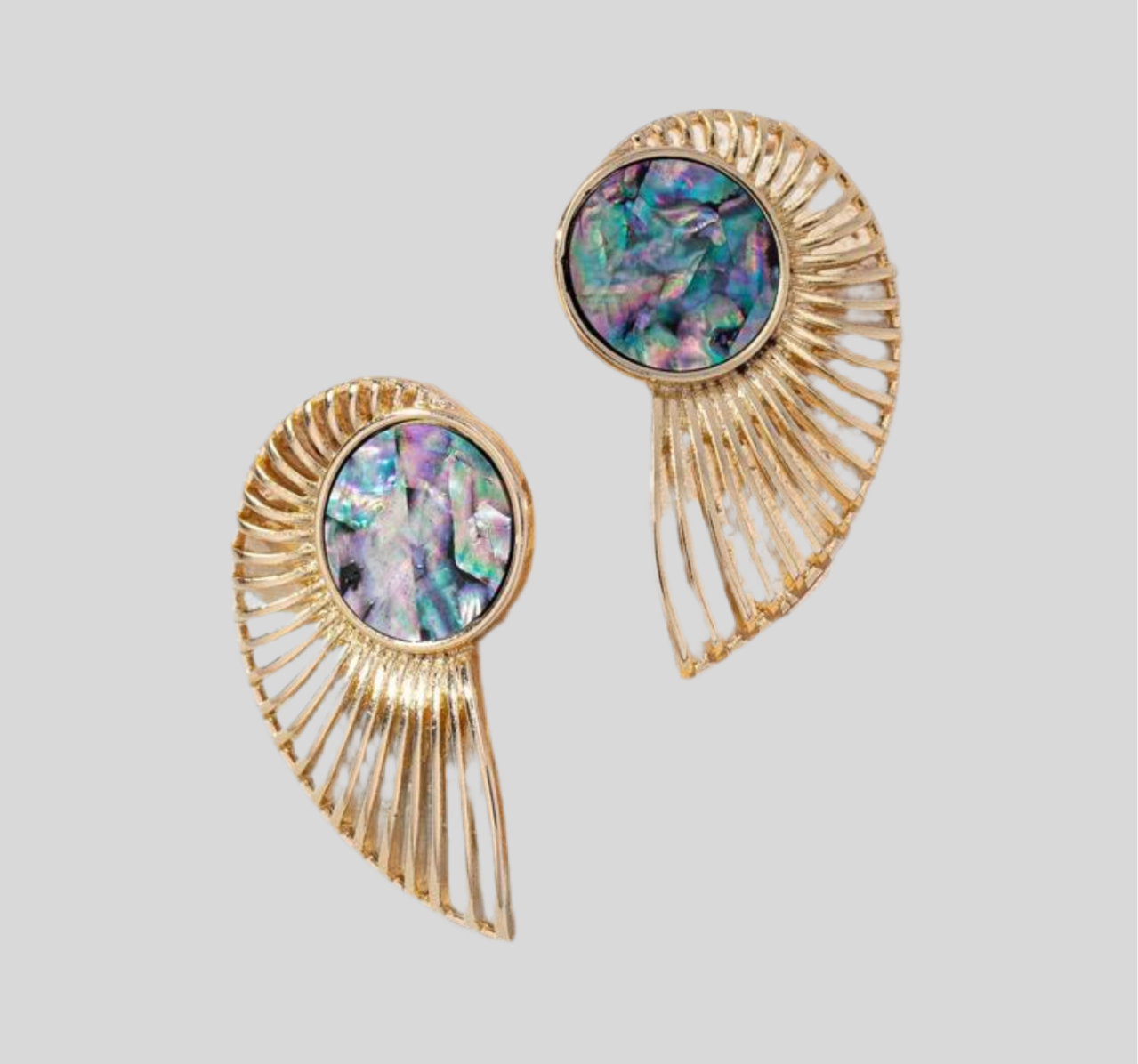 Pretty Pāua Gold Stud Earrings