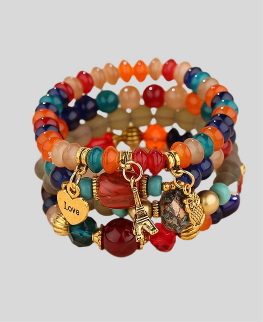 Just Beaded Multilayered Charm Bracelet Set