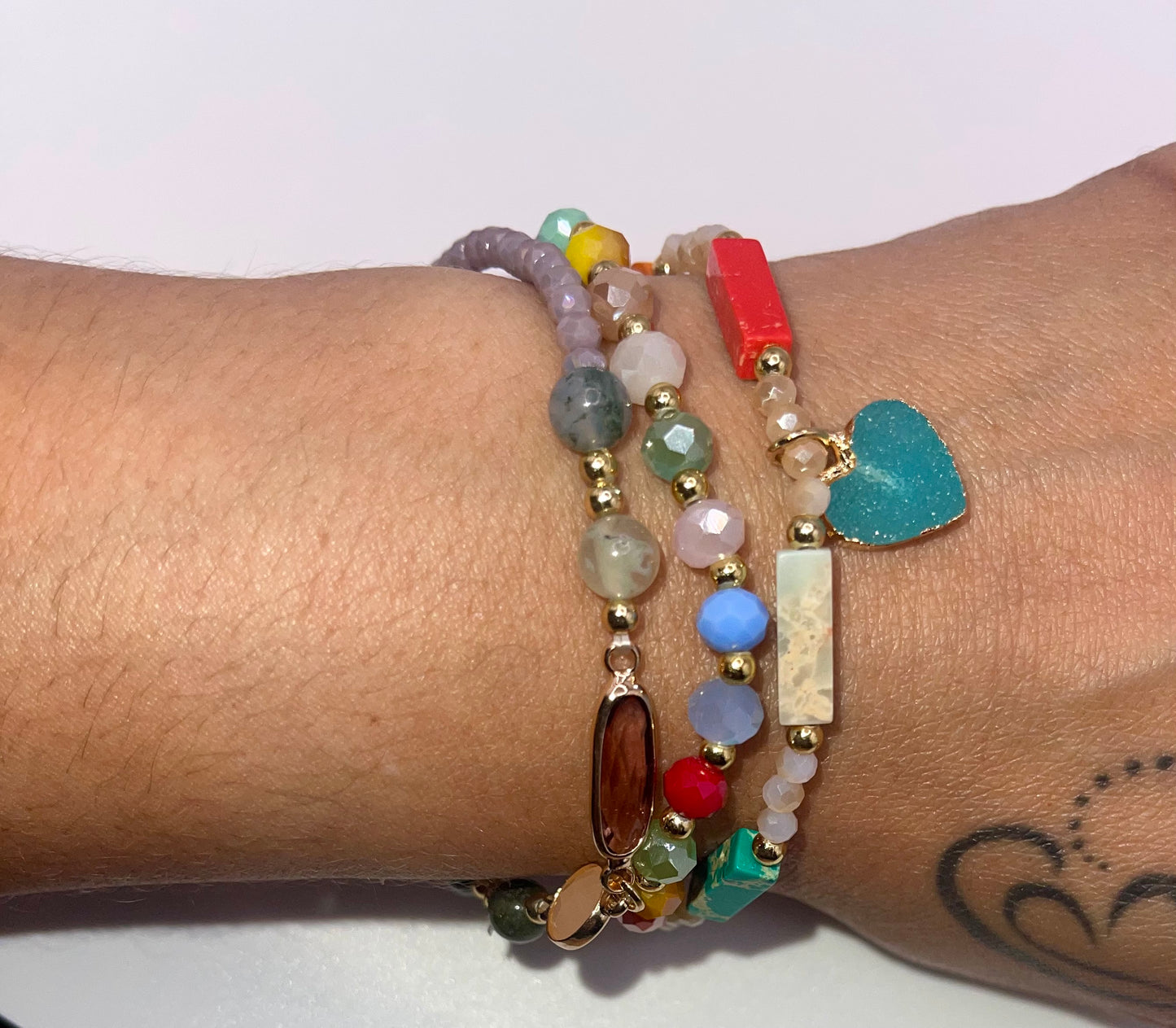 Just Beaded Multilayered Charm Bracelet Set