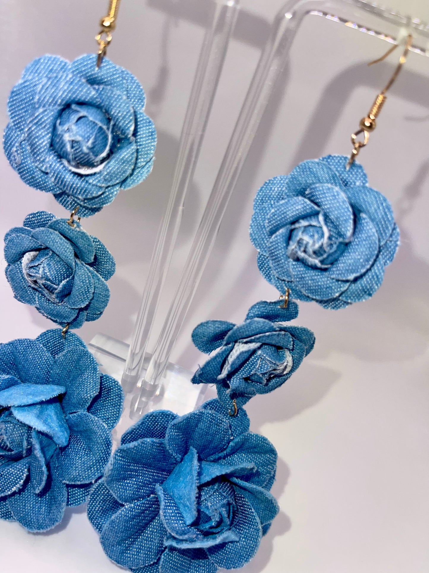 Denim Diva Floral Drop Earrings