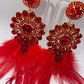 LUXE Rich Ruby Feather Drop Earrings