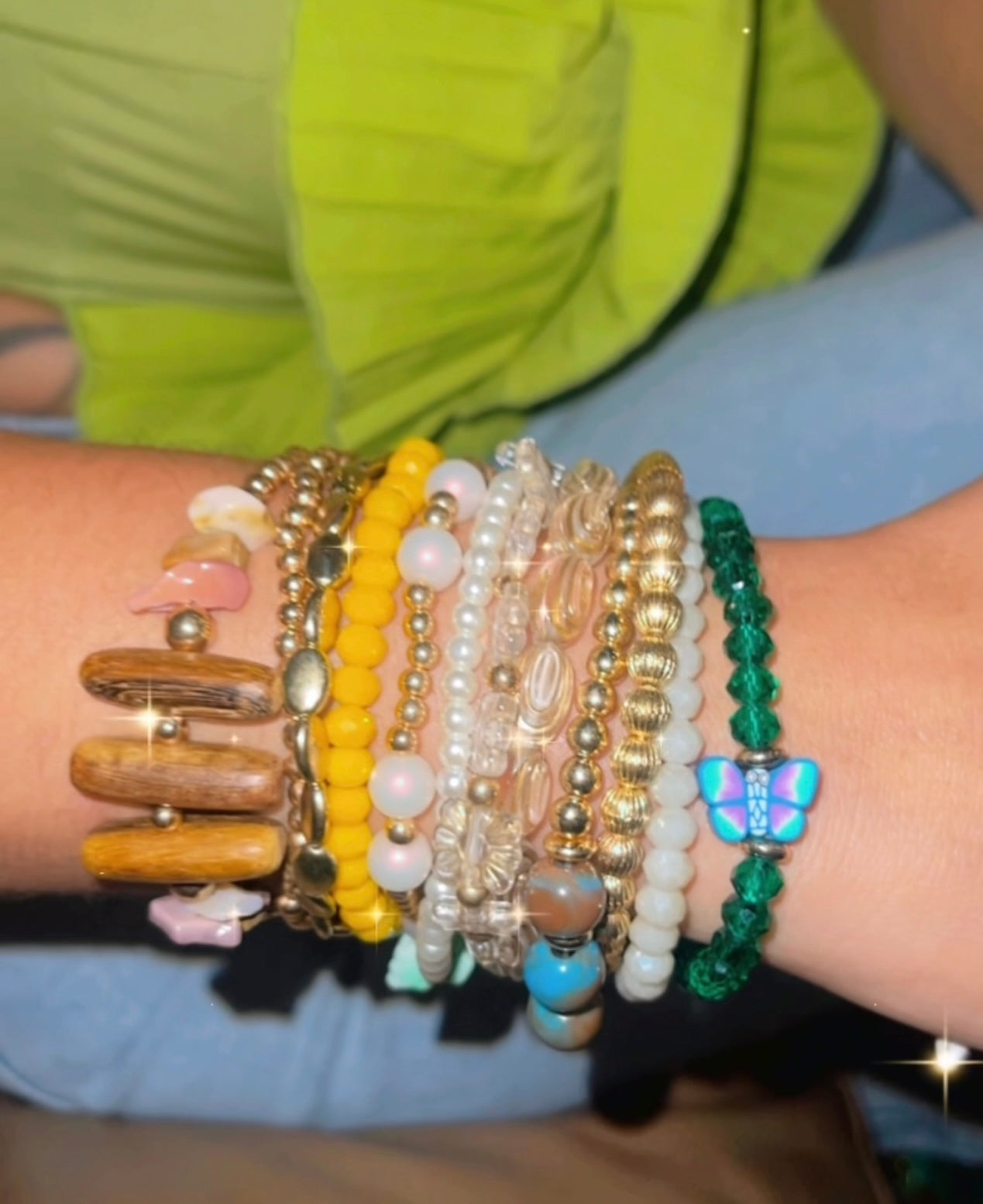 Just Beaded Multilayered Charm Bracelet Set
