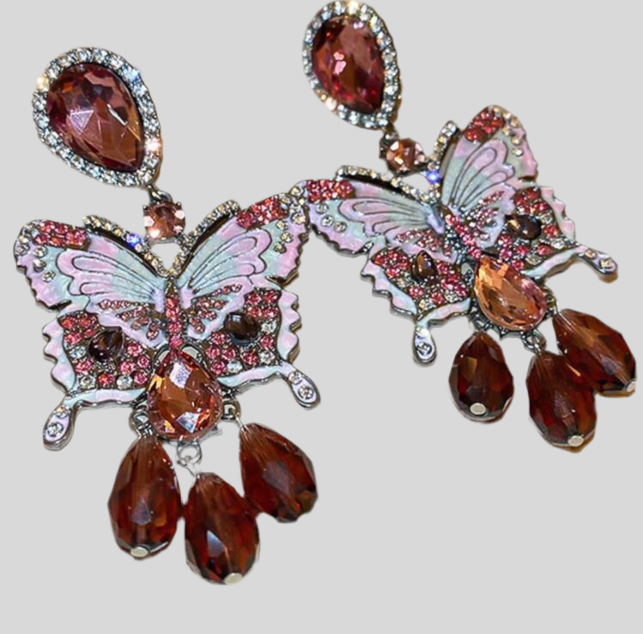 Wall Brown Butterfly Drop Earrings