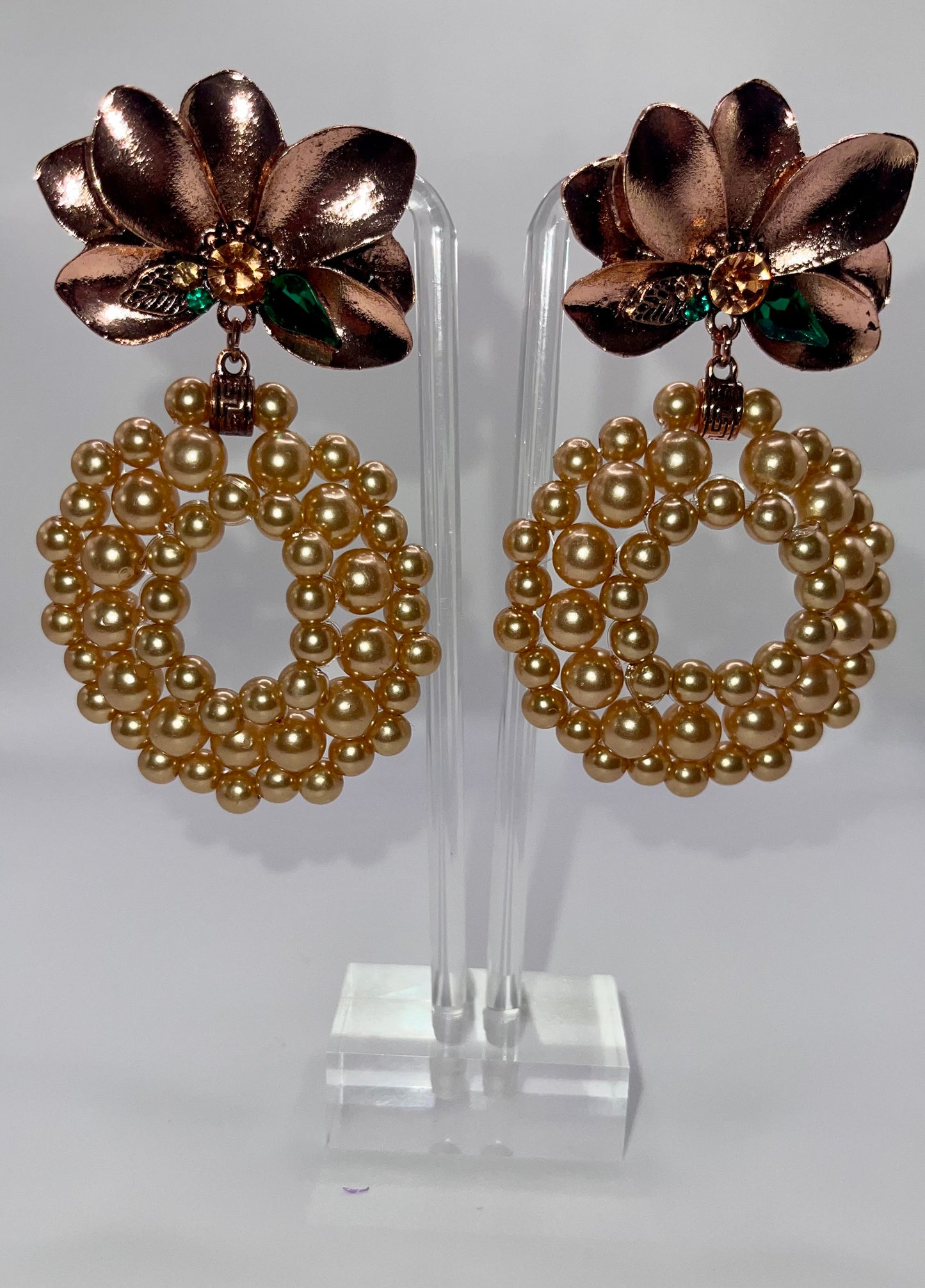 Pearls N Roses Drop Earrings