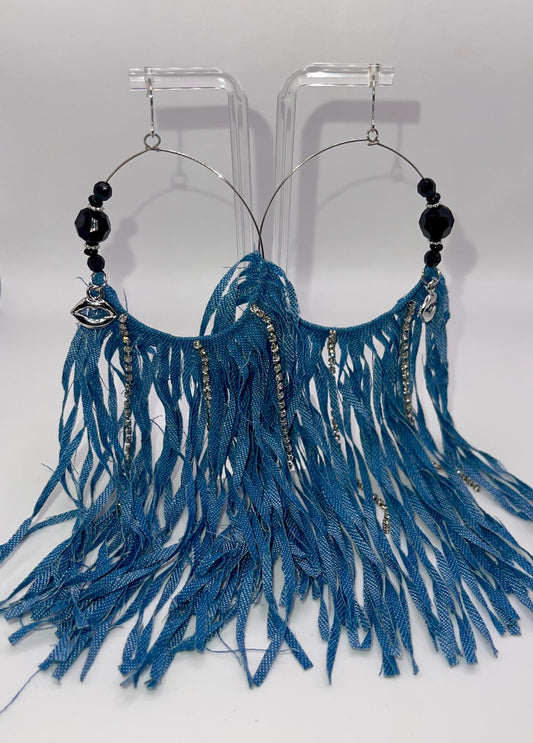 Denim N Diamonds Fringe Earrings