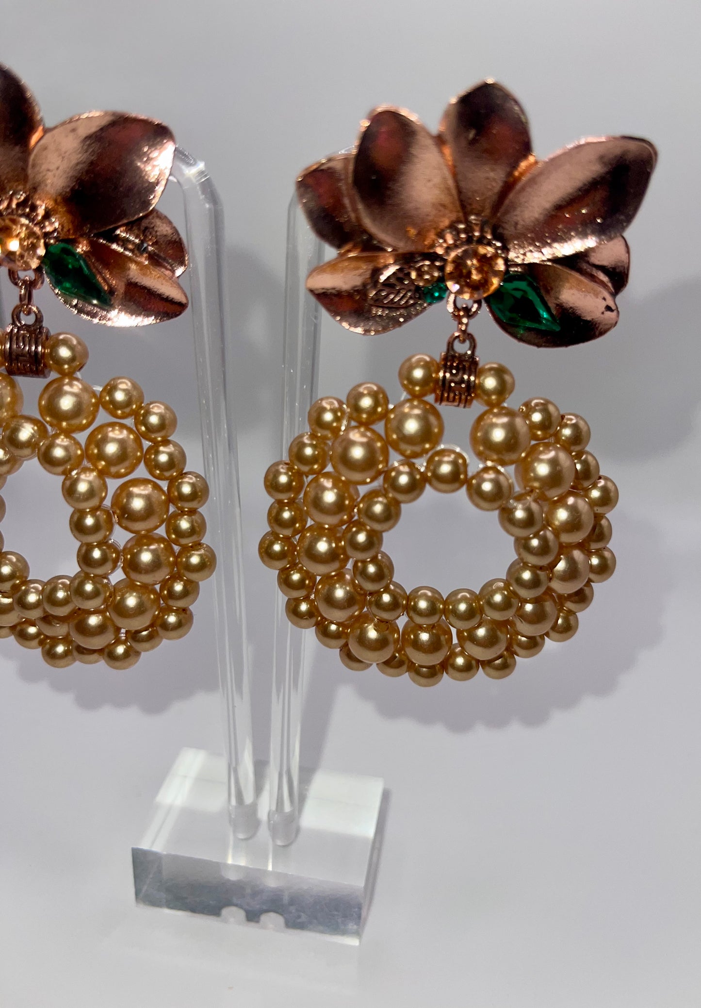 Pearls N Roses Drop Earrings