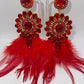 LUXE Rich Ruby Feather Drop Earrings
