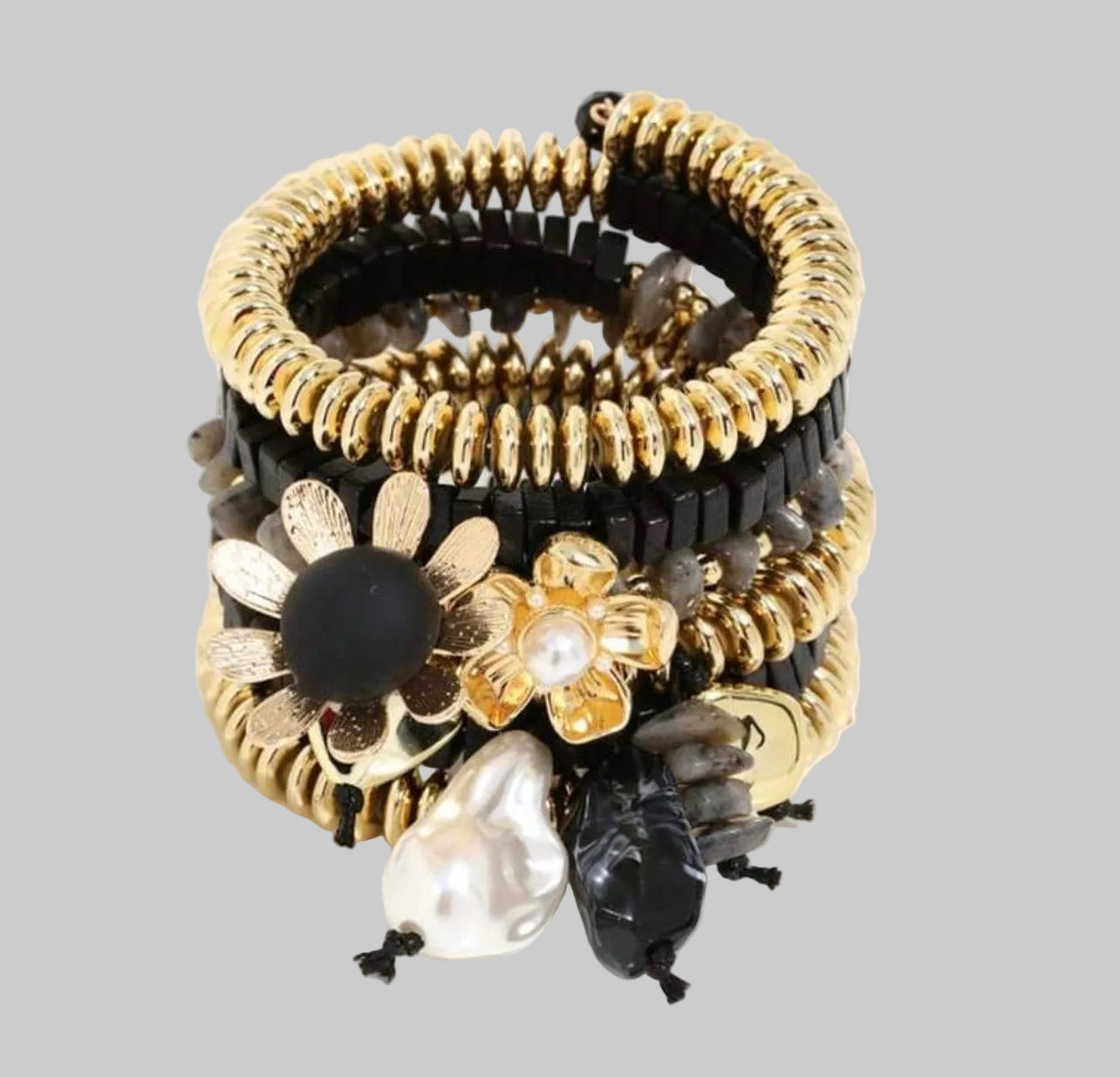 Just Beaded Multilayered Charm Bracelet Set