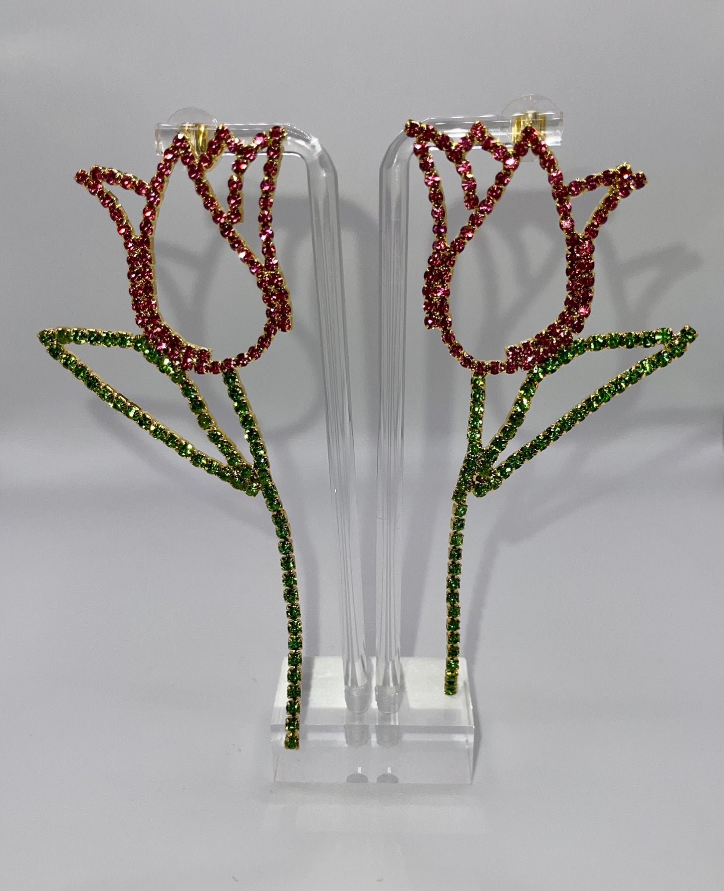 Long Stem Floral Drop Earrings