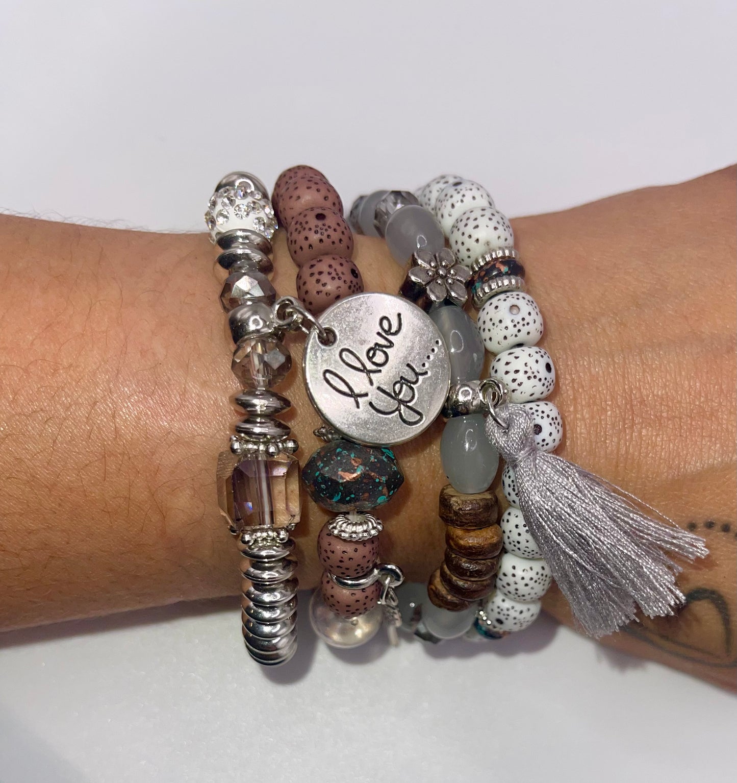Just Beaded Multilayered Charm Bracelet Set