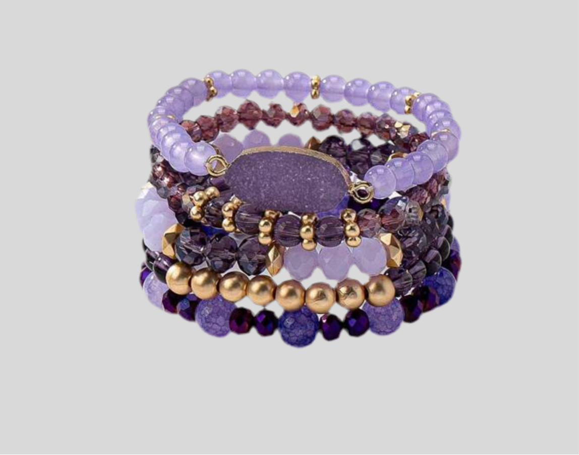 Just Beaded Multilayered Charm Bracelet Set