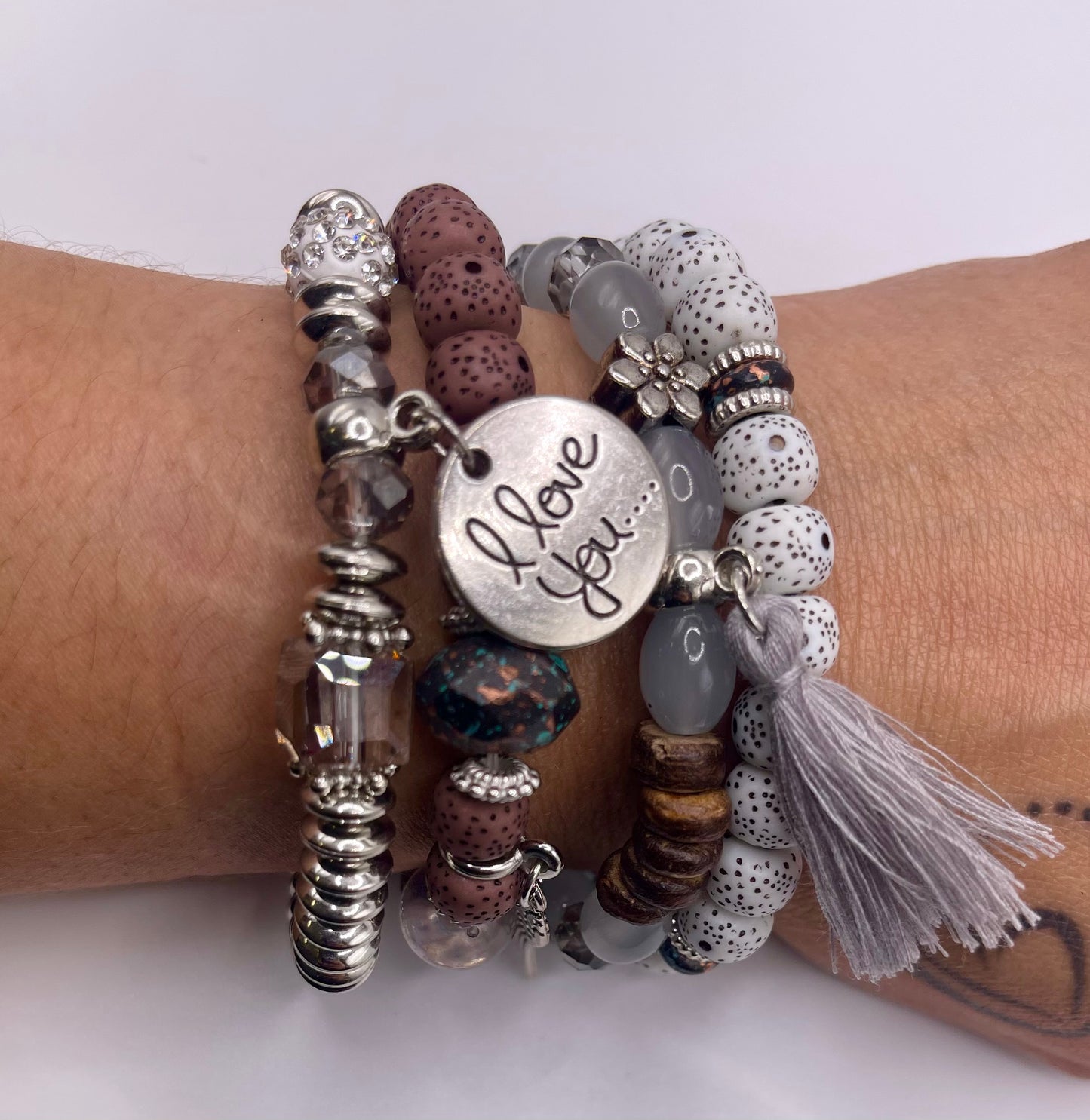Just Beaded Multilayered Charm Bracelet Set