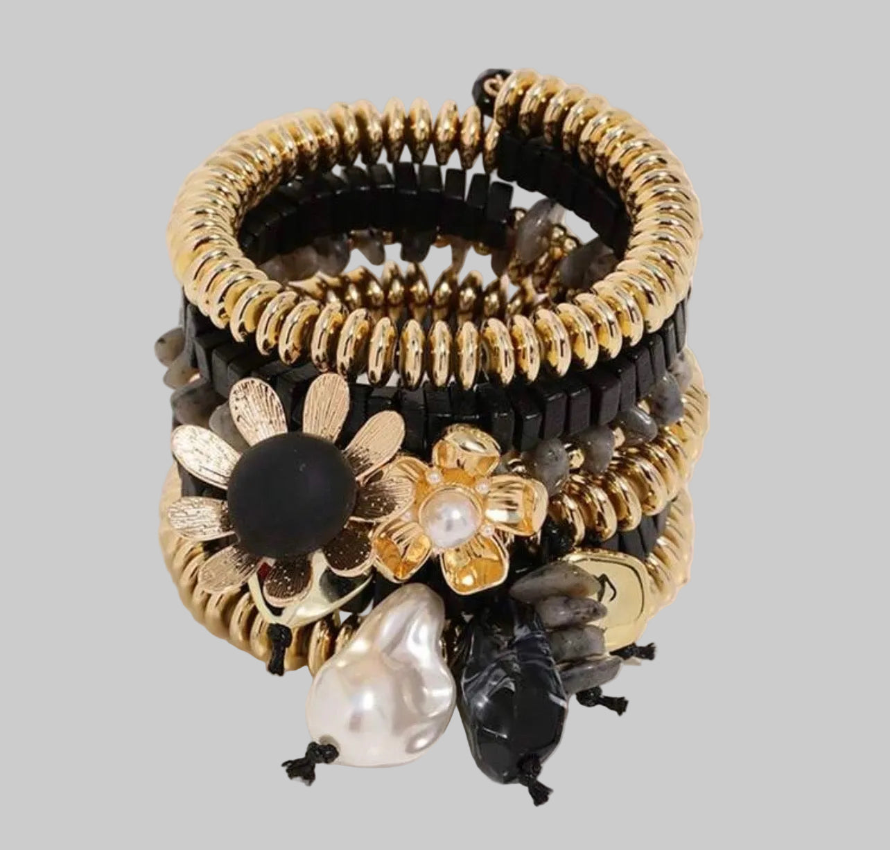 Just Beaded Multilayered Charm Bracelet Set