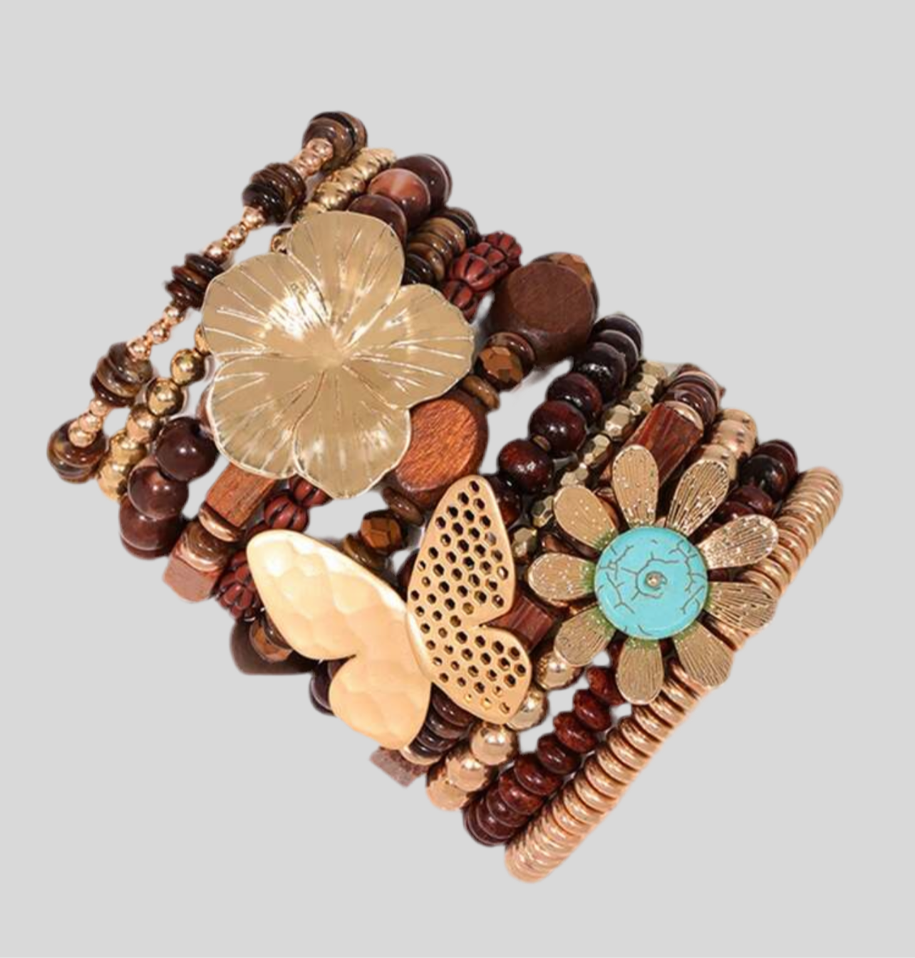 Just Beaded Multilayered Charm Bracelet Set