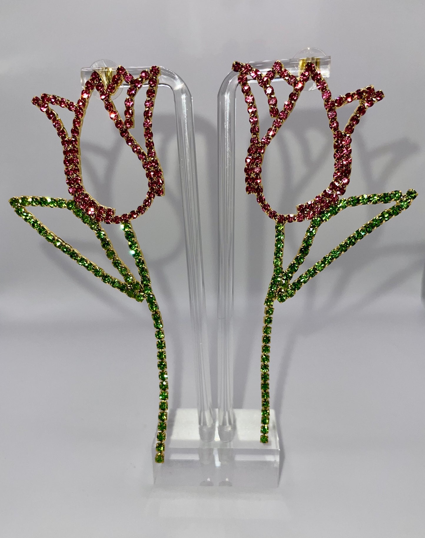 Long Stem Floral Drop Earrings