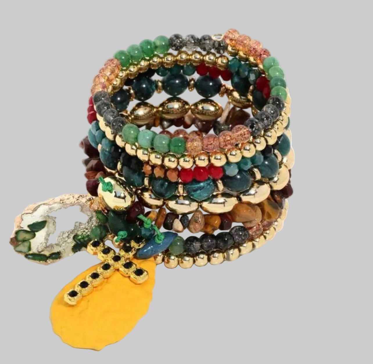 Just Beaded Multilayered Charm Bracelet Set
